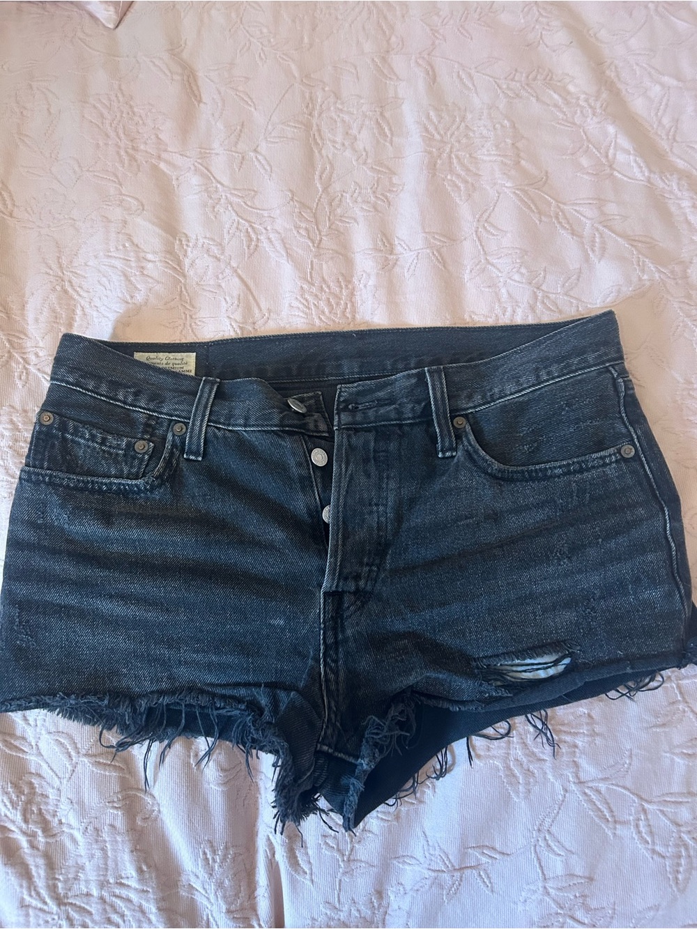 Levi's Dark Distressed Denim Jean Shorts